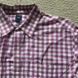 GAP Men's Casual Purple and White Plaid Shirt